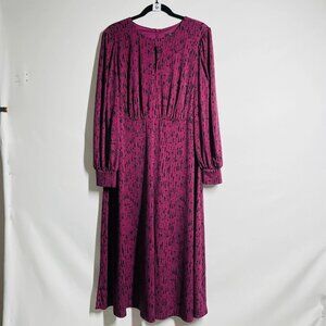 Adorne Womens Purple & Black Abstract Print Keyhole Neck Maxi Dress Size 16W